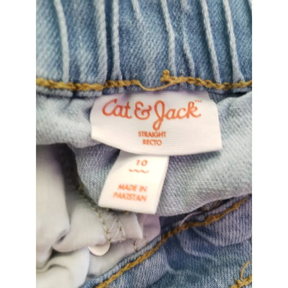 Cat & Jack Girls 10 Light Wash Straight Jean Distressed
